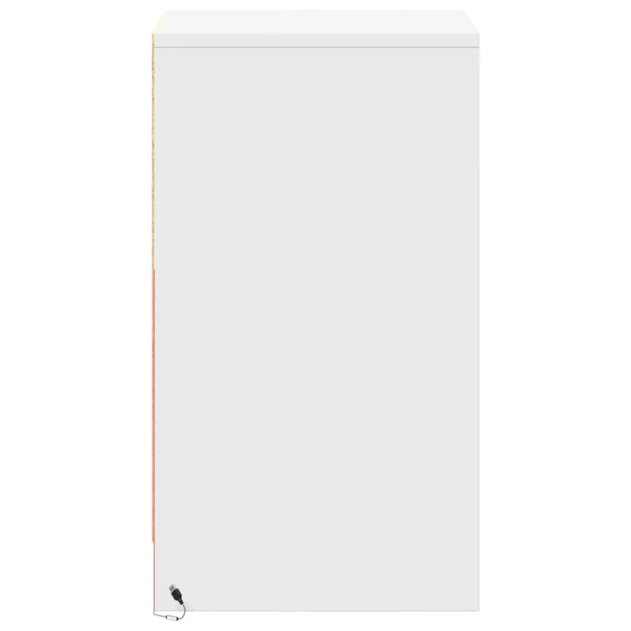 Armoire de chevet avec lumières LED blanc bois d'ingénierie - 7