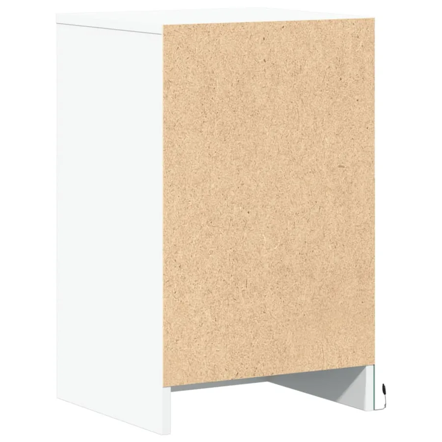 Armoire de chevet avec lumières LED blanc bois d'ingénierie - 8