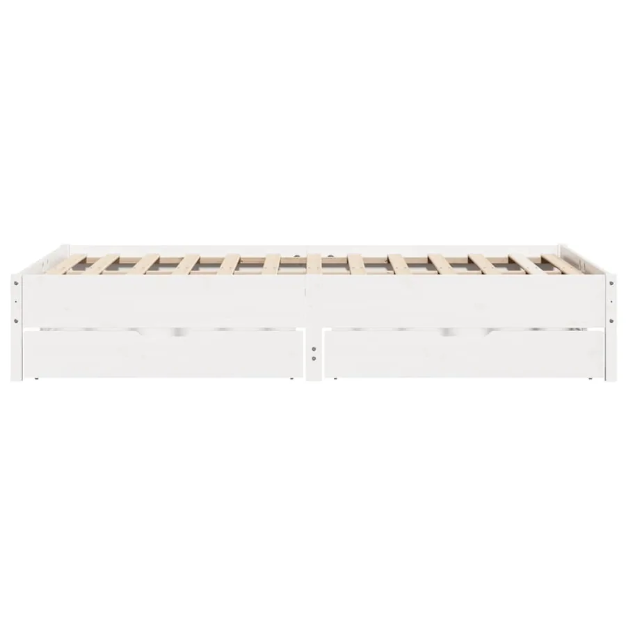 Cadre de lit sans matelas blanc 140x190 cm bois de pin massif - 7