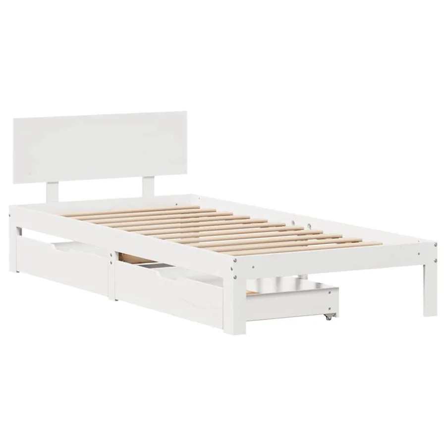 Cadre de lit avec tiroirs sans matelas blanc 100x200 cm - 3