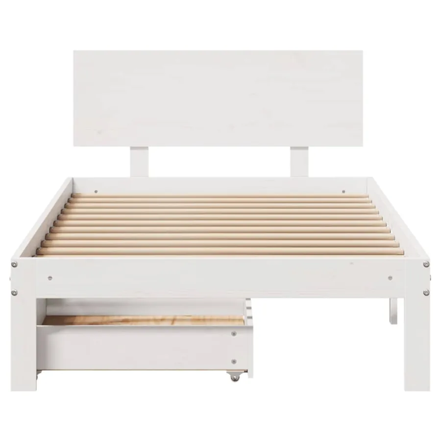 Cadre de lit avec tiroirs sans matelas blanc 100x200 cm - 4