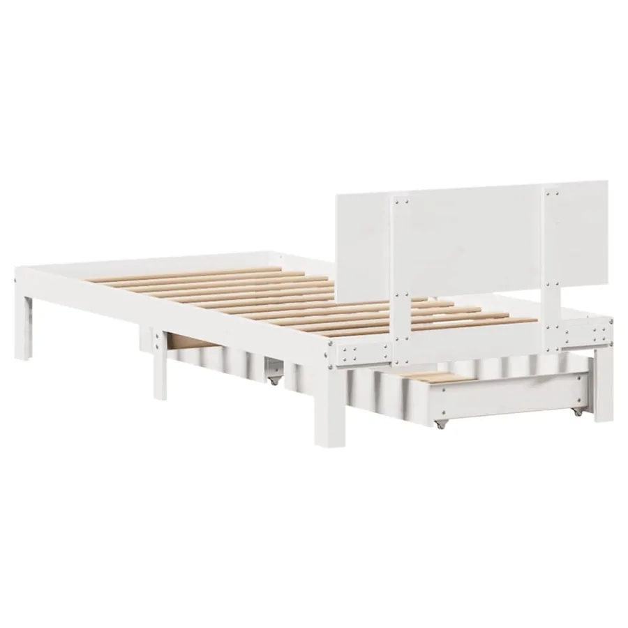 Cadre de lit avec tiroirs sans matelas blanc 100x200 cm - 7