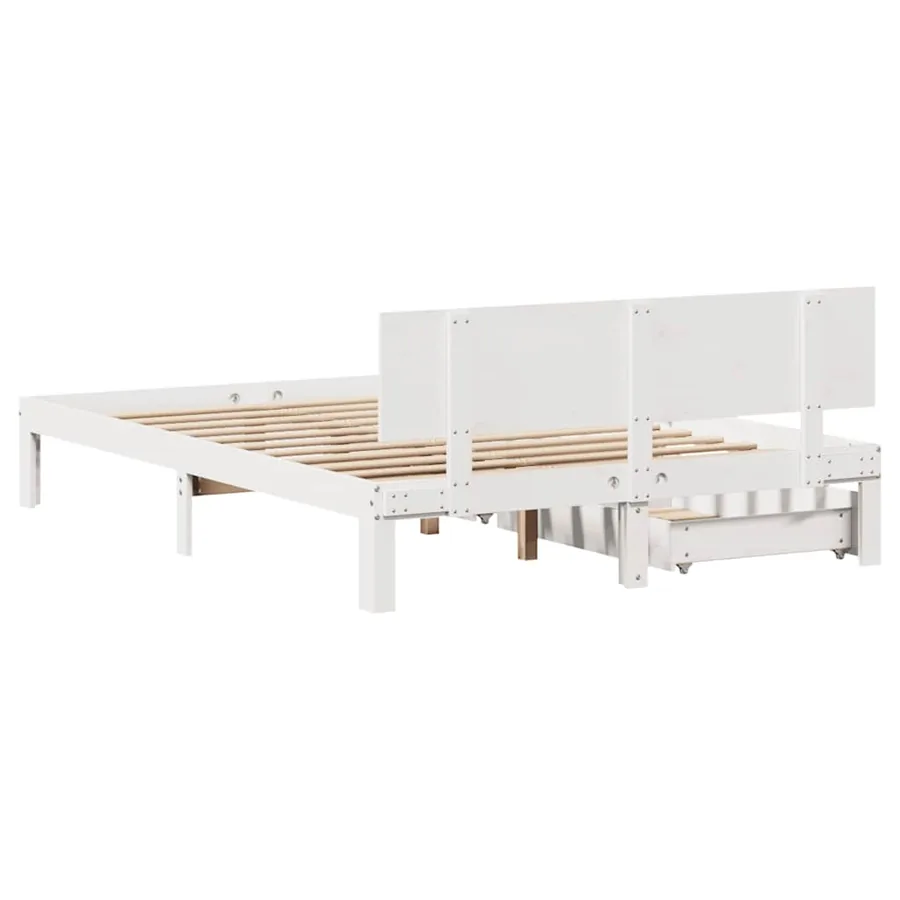 Cadre de lit avec tiroirs sans matelas blanc 120x200 cm - 7
