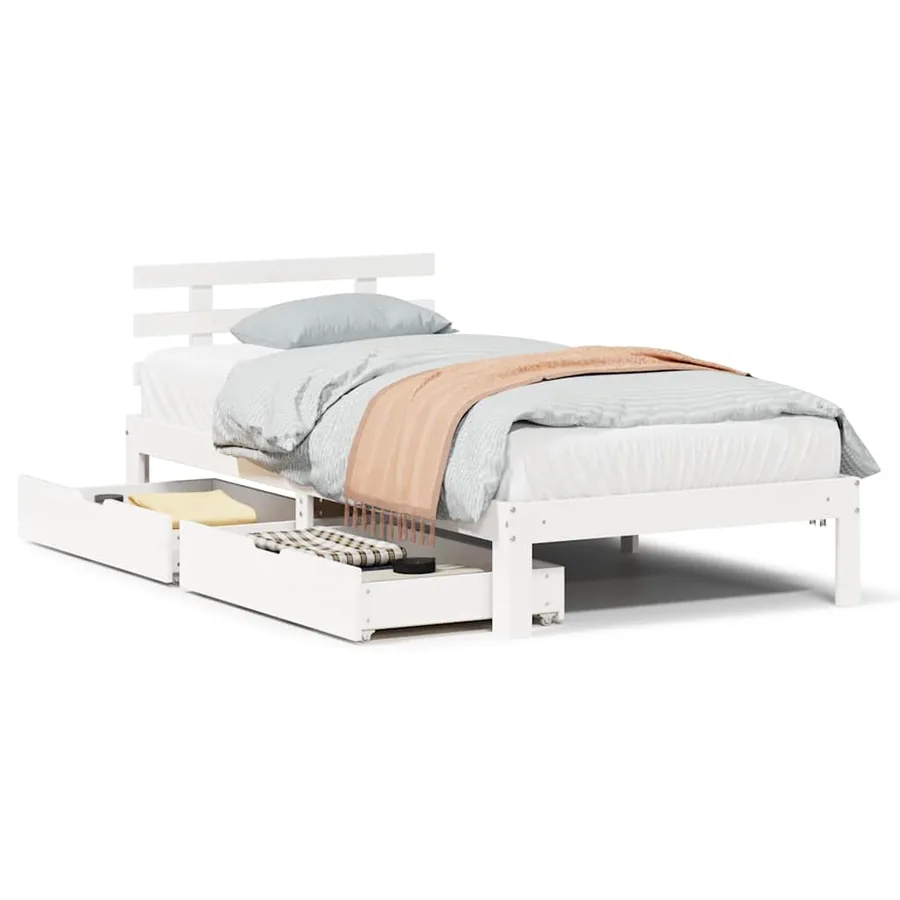 Cadre de lit avec tiroirs sans matelas blanc 90x200 cm - 2