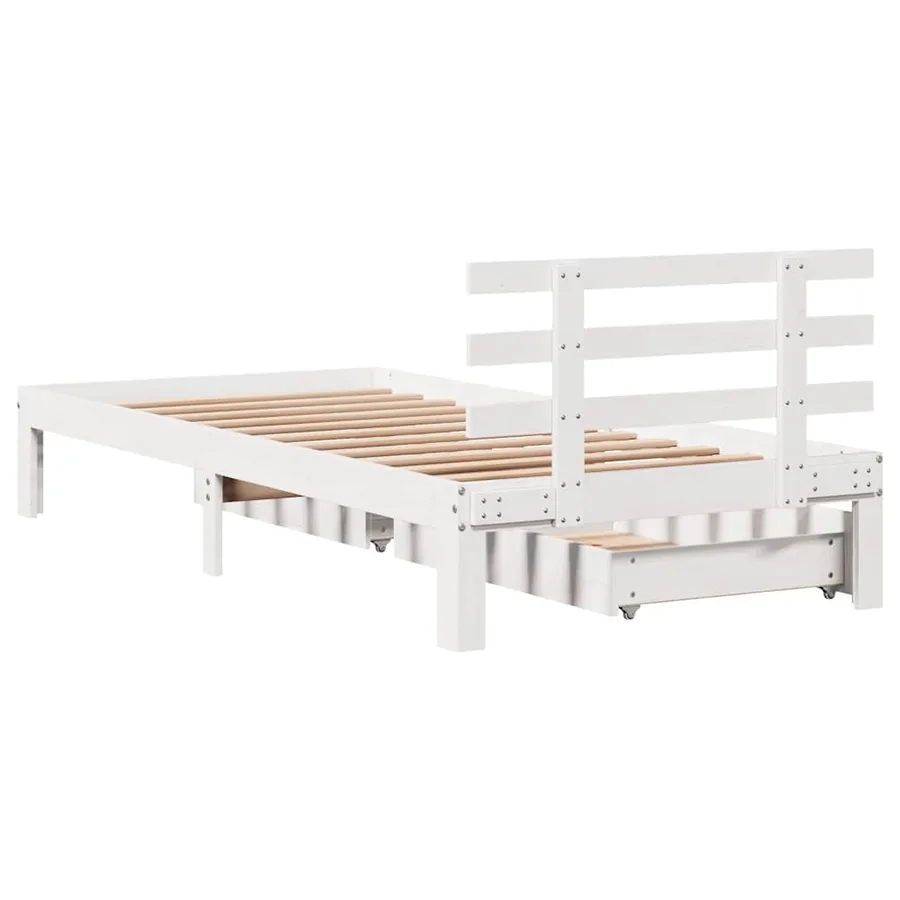 Cadre de lit avec tiroirs sans matelas blanc 90x200 cm - 6