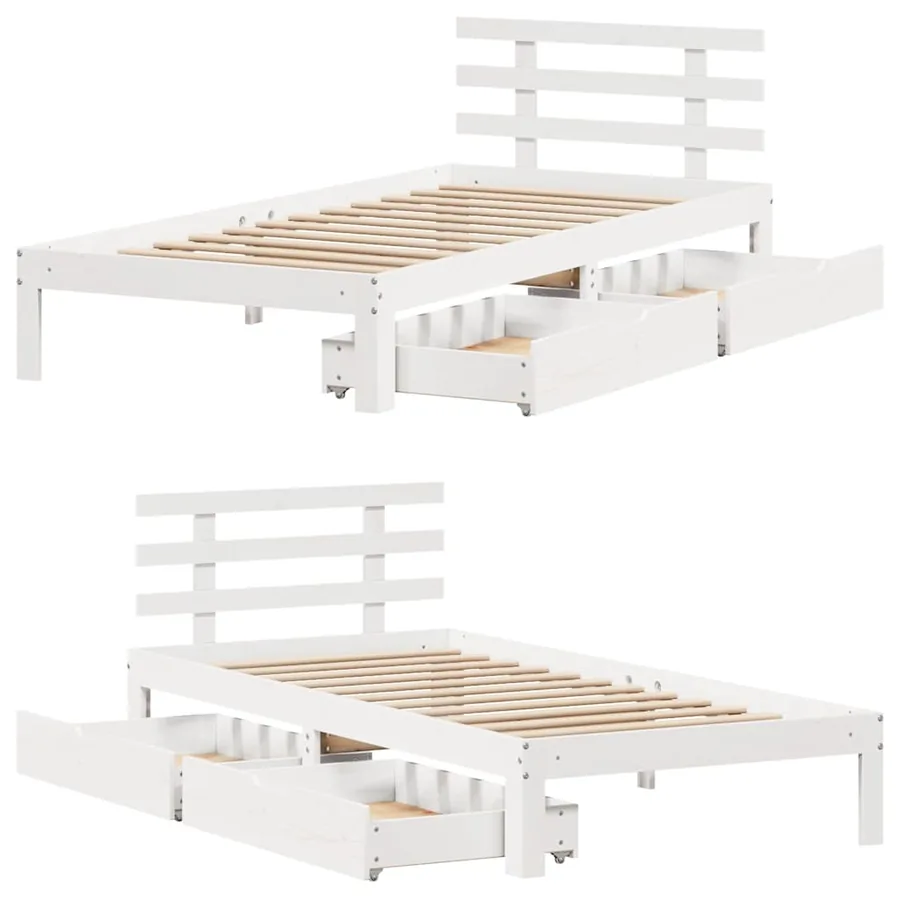 Cadre de lit avec tiroirs sans matelas blanc 90x200 cm - 9