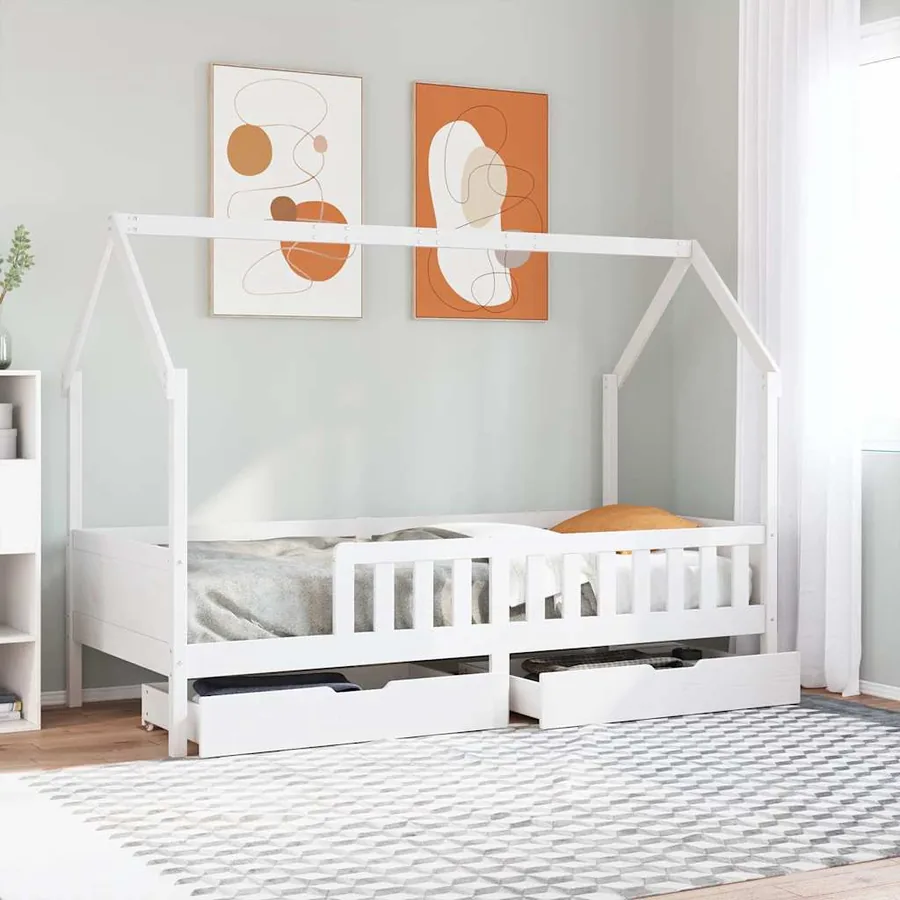 Cadre de lit enfants avec tiroirs sans matelas 90x190 cm bois