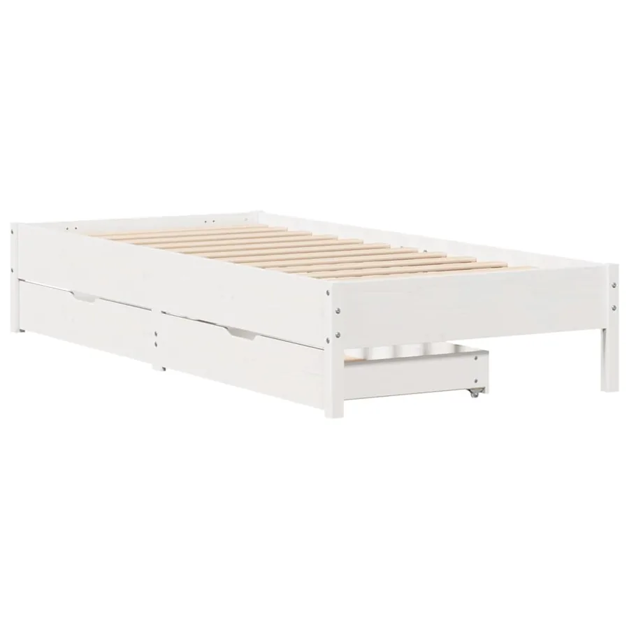 Cadre de lit sans matelas blanc 75x190 cm bois de pin massif - 3