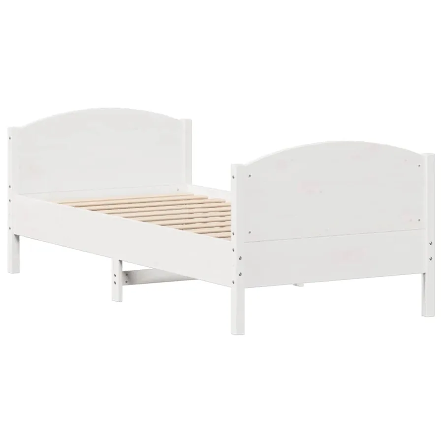 Cadre de lit sans matelas blanc 90x190 cm bois de pin massif - 8
