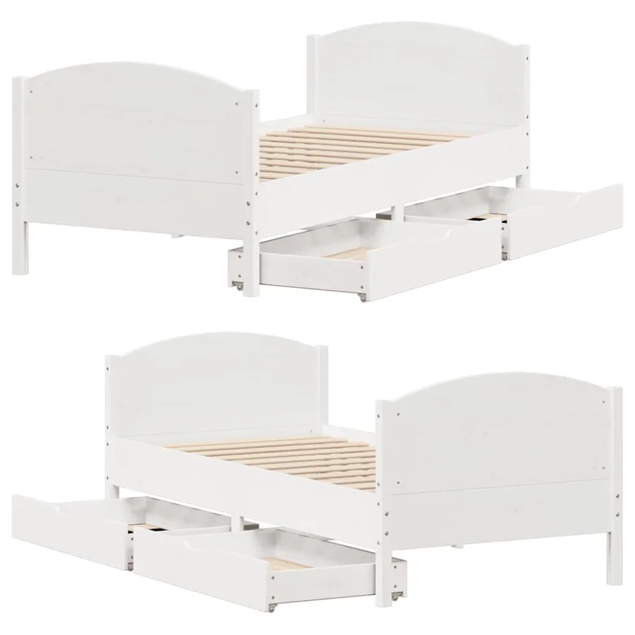 Cadre de lit sans matelas blanc 90x190 cm bois de pin massif - 9