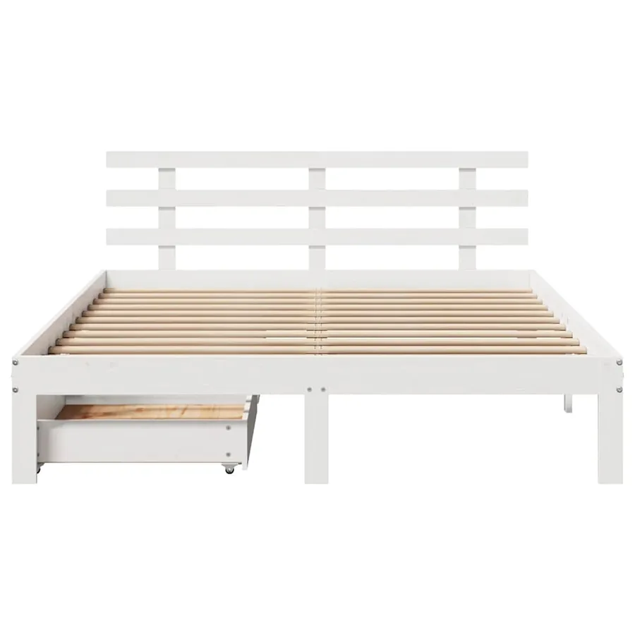Cadre de lit avec tiroirs sans matelas blanc 140x200 cm - 4