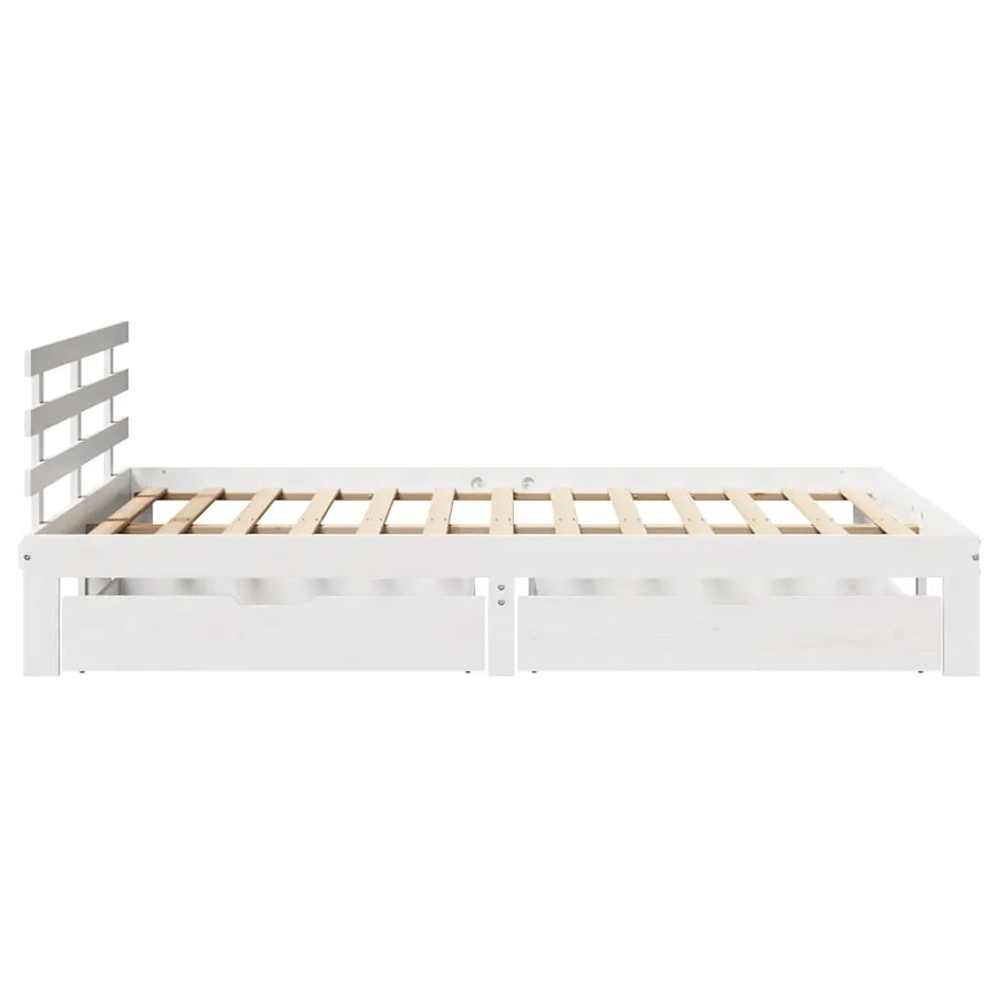 Cadre de lit avec tiroirs sans matelas blanc 140x200 cm - 5