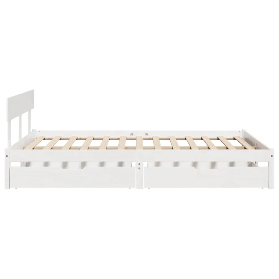 Cadre de lit sans matelas blanc 120x190 cm bois de pin massif - 5