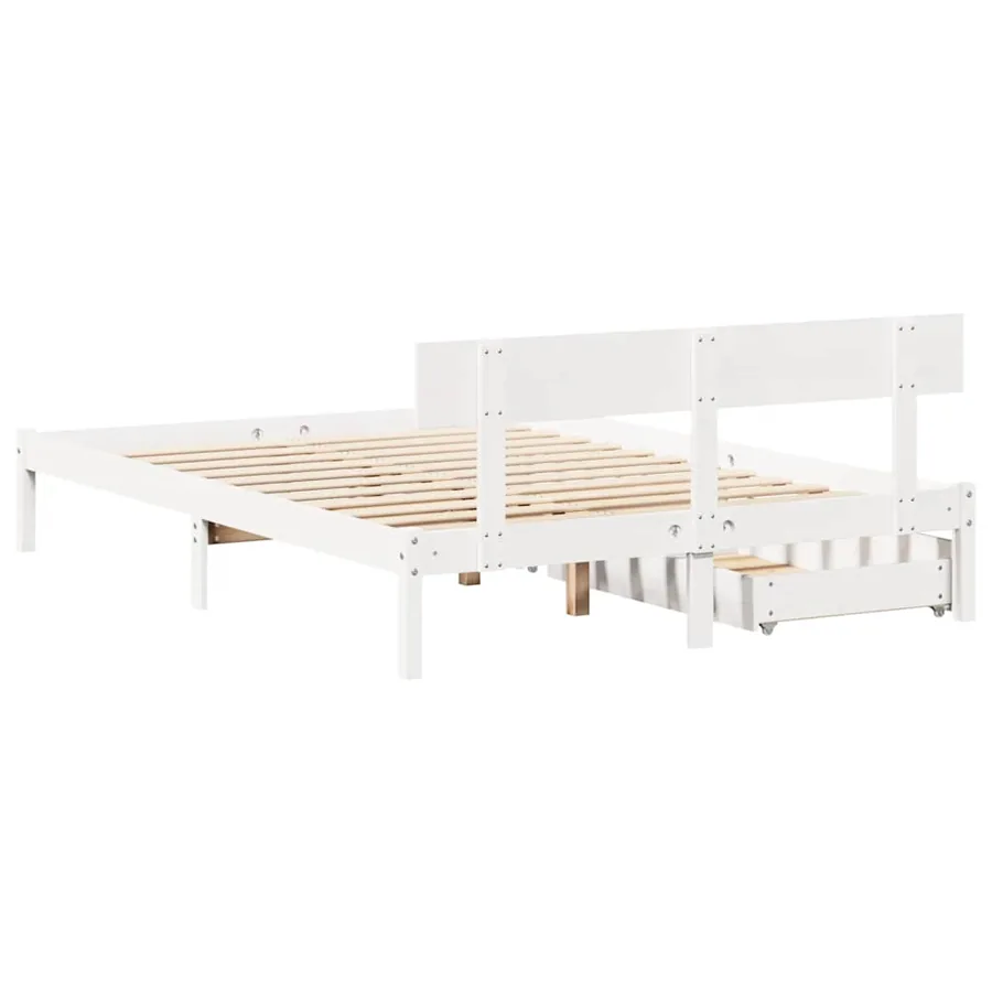 Cadre de lit sans matelas blanc 120x190 cm bois de pin massif - 6