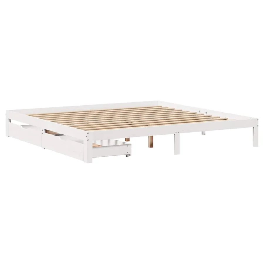 Cadre de lit avec tiroirs sans matelas blanc 180x200 cm - 3
