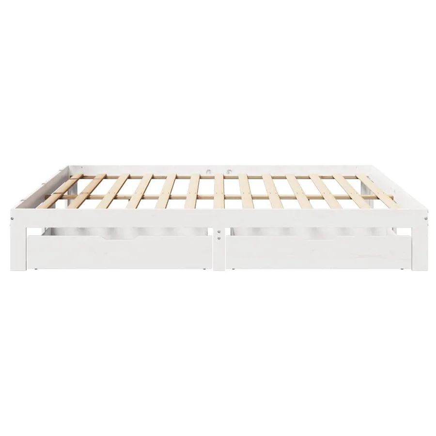 Cadre de lit avec tiroirs sans matelas blanc 180x200 cm - 7