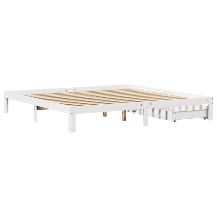 Cadre de lit avec tiroirs sans matelas blanc 180x200 cm - 8