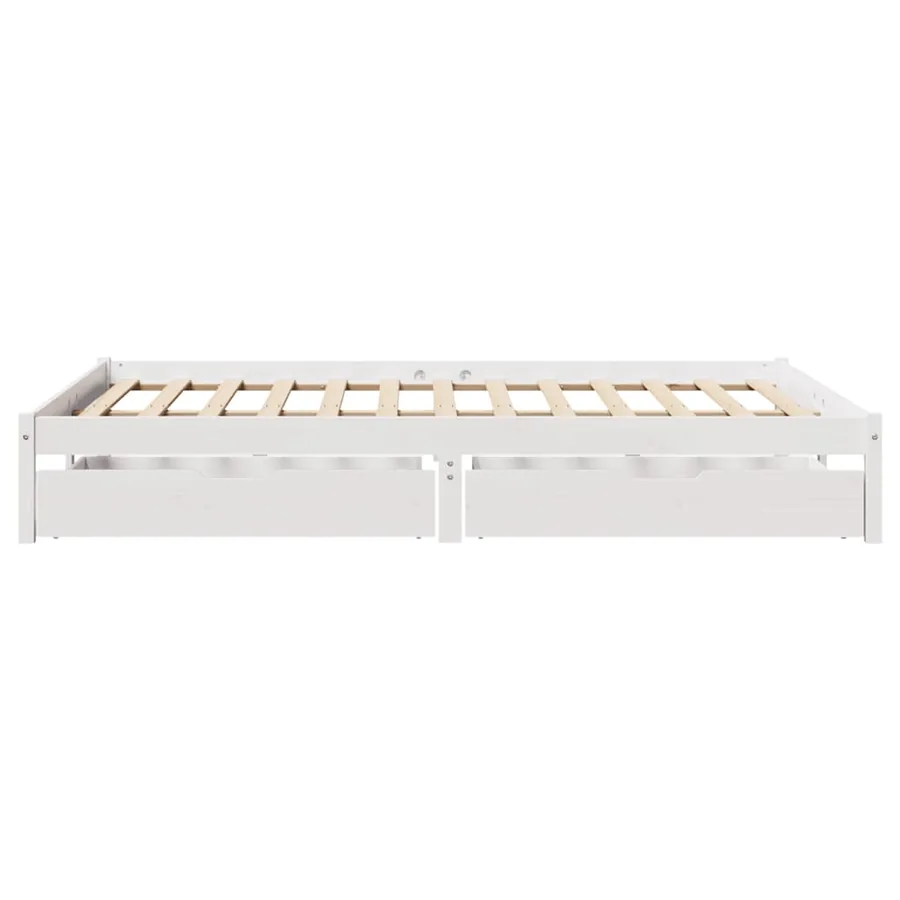 Cadre de lit sans matelas blanc 120x190 cm bois de pin massif - 5