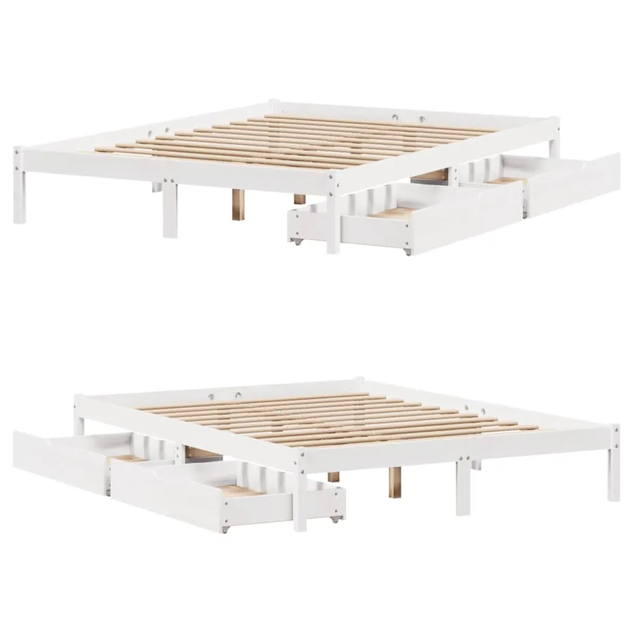Cadre de lit sans matelas blanc 120x190 cm bois de pin massif - 9