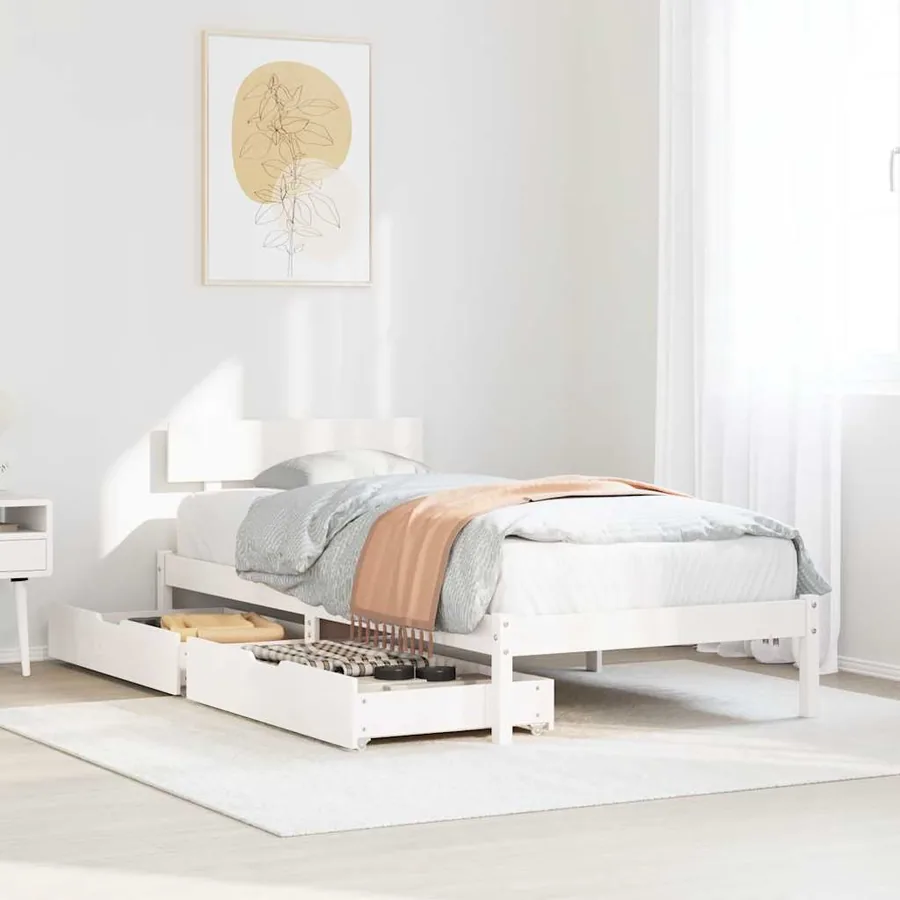 Cadre de lit sans matelas blanc 90x190 cm bois de pin massif