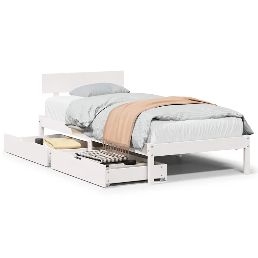 Cadre de lit sans matelas blanc 90x190 cm bois de pin massif - 2