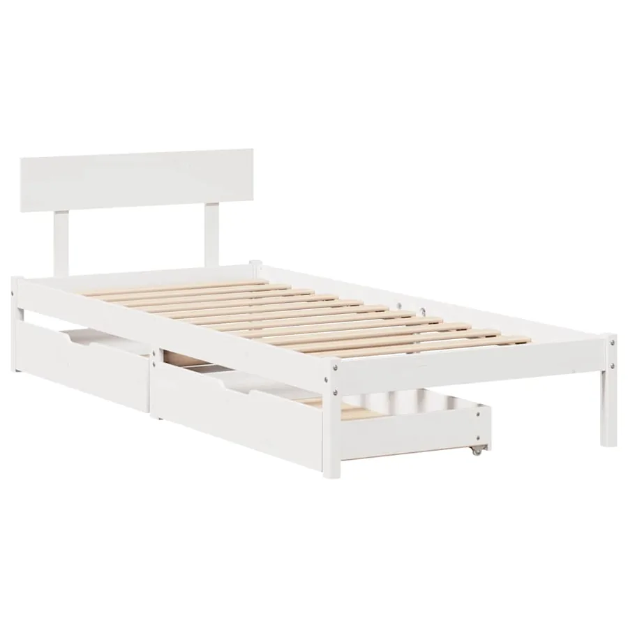 Cadre de lit sans matelas blanc 90x190 cm bois de pin massif - 3