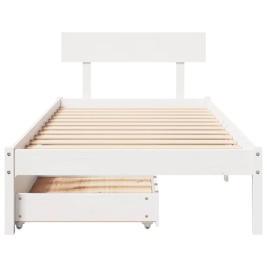 Cadre de lit sans matelas blanc 90x190 cm bois de pin massif - 4