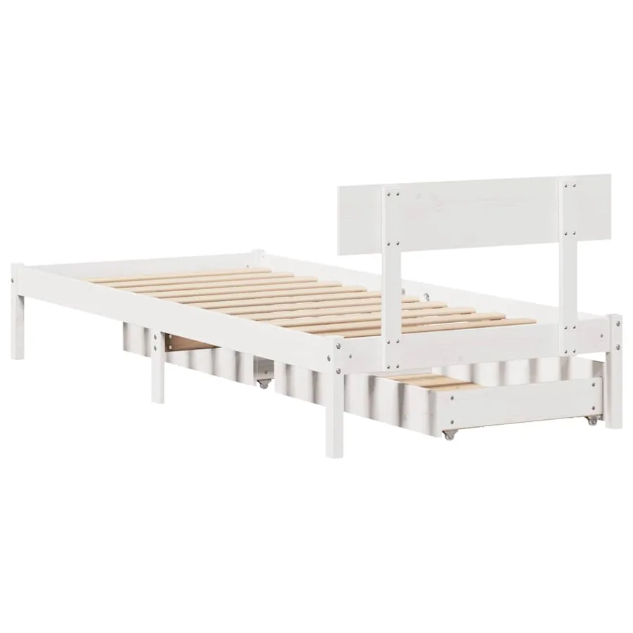 Cadre de lit sans matelas blanc 90x190 cm bois de pin massif - 6