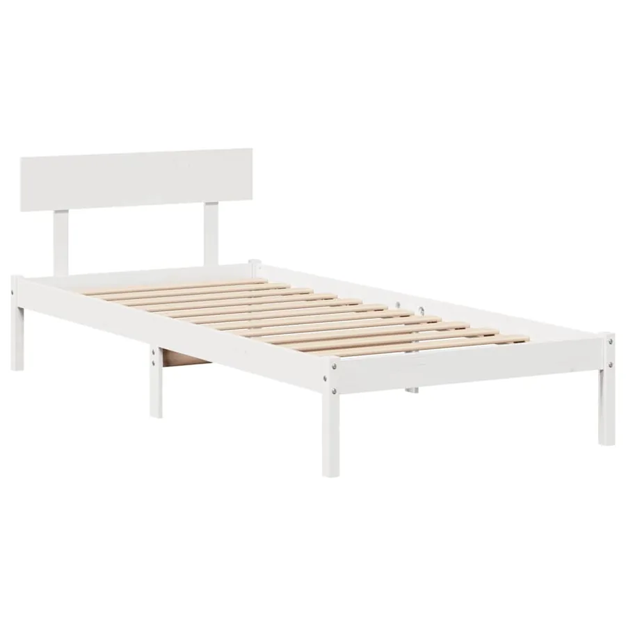 Cadre de lit sans matelas blanc 90x190 cm bois de pin massif - 7