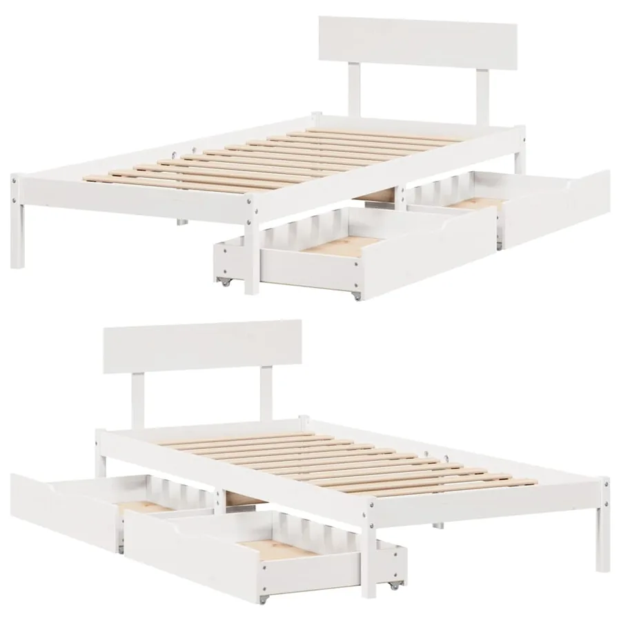 Cadre de lit sans matelas blanc 90x190 cm bois de pin massif - 9