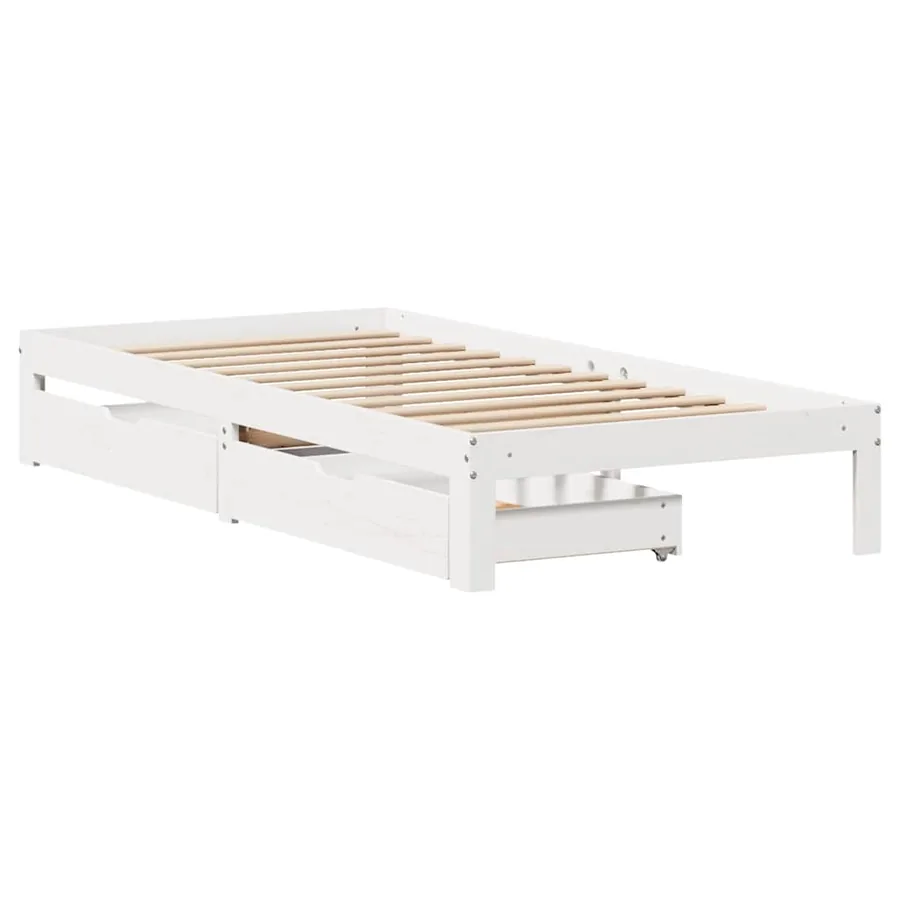 Cadre de lit avec tiroirs sans matelas blanc 90x200 cm - 3