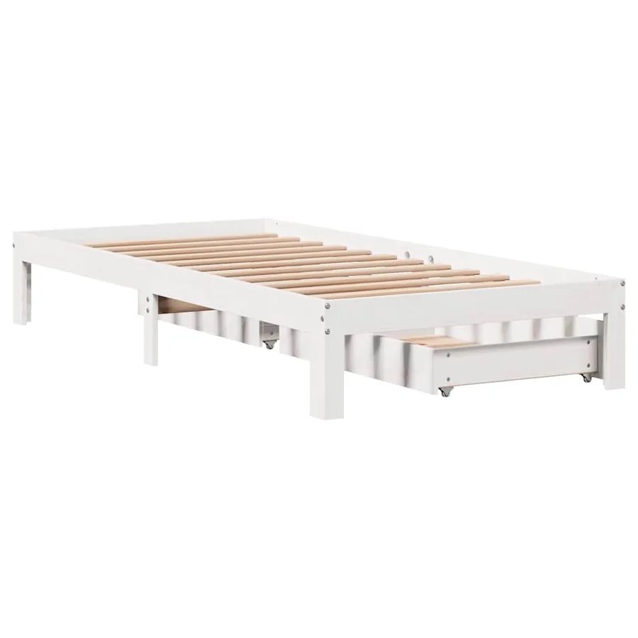 Cadre de lit avec tiroirs sans matelas blanc 90x200 cm - 8
