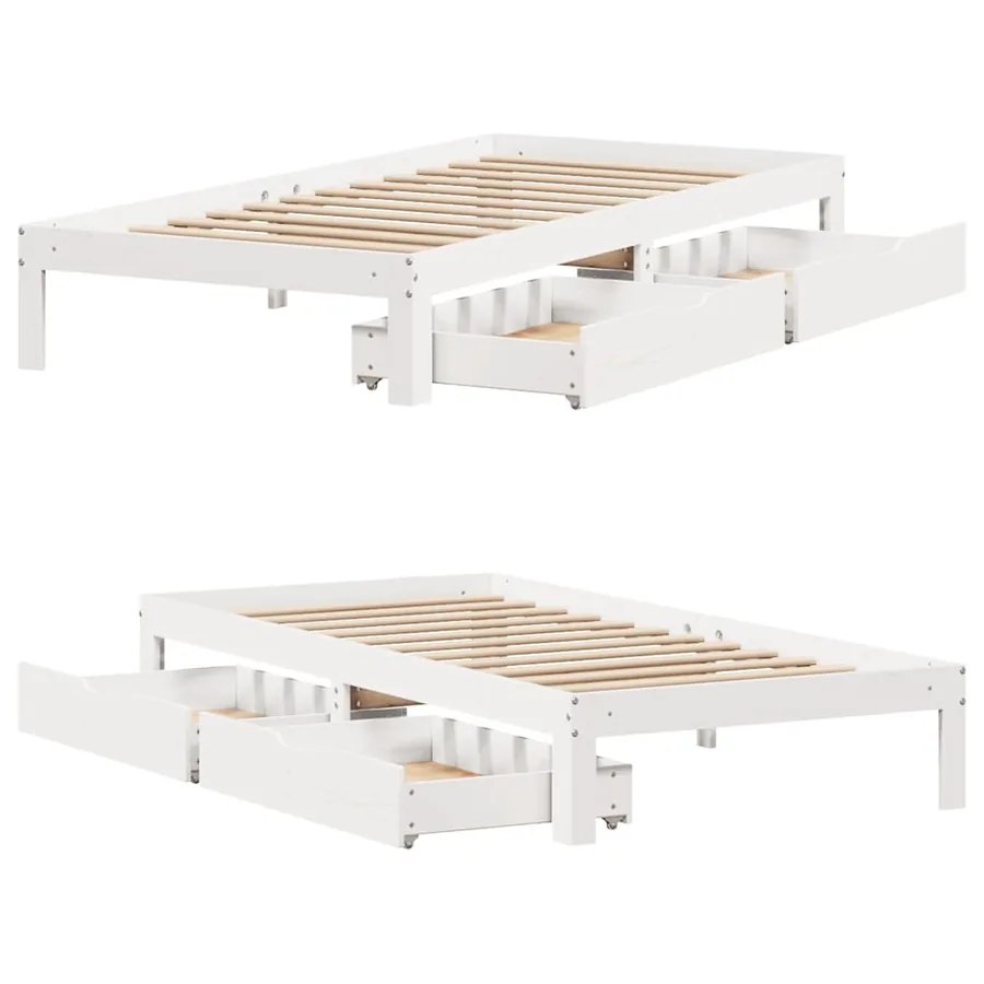 Cadre de lit avec tiroirs sans matelas blanc 90x200 cm - 9