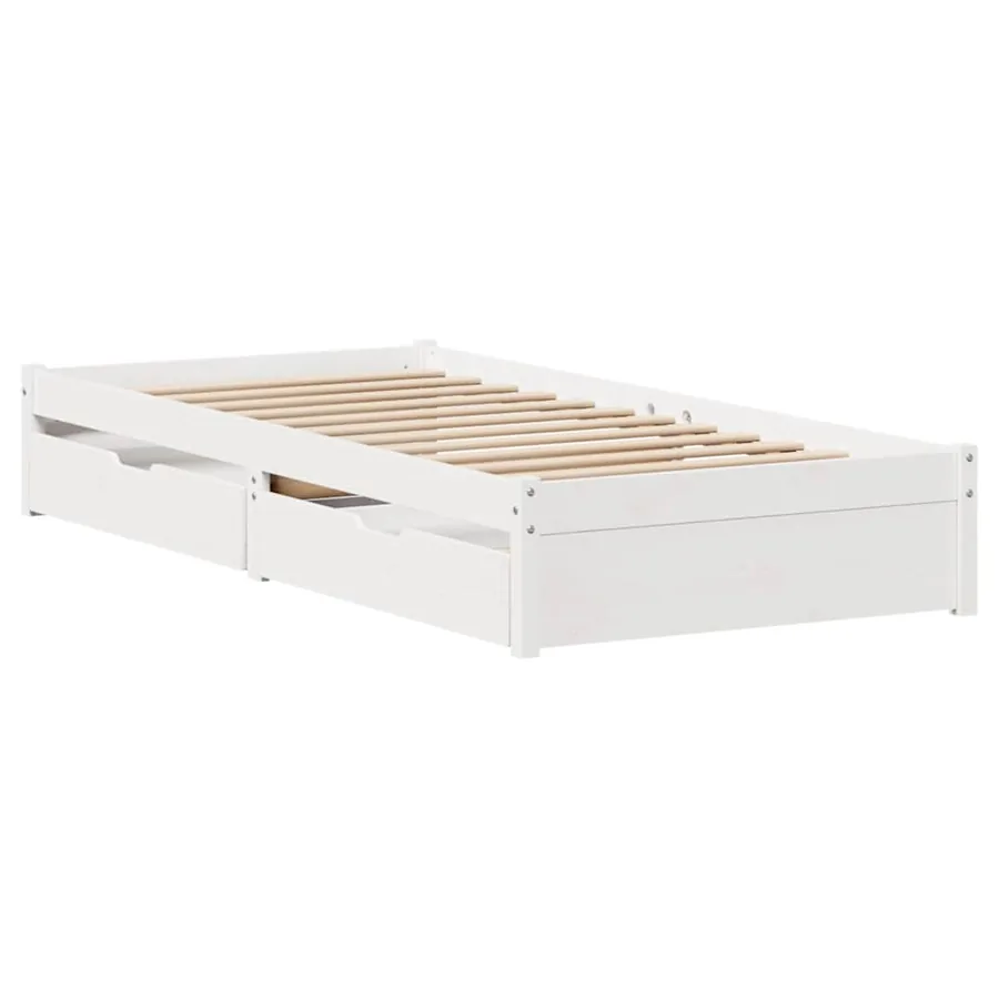 Cadre de lit sans matelas blanc 75x190 cm bois de pin massif - 3