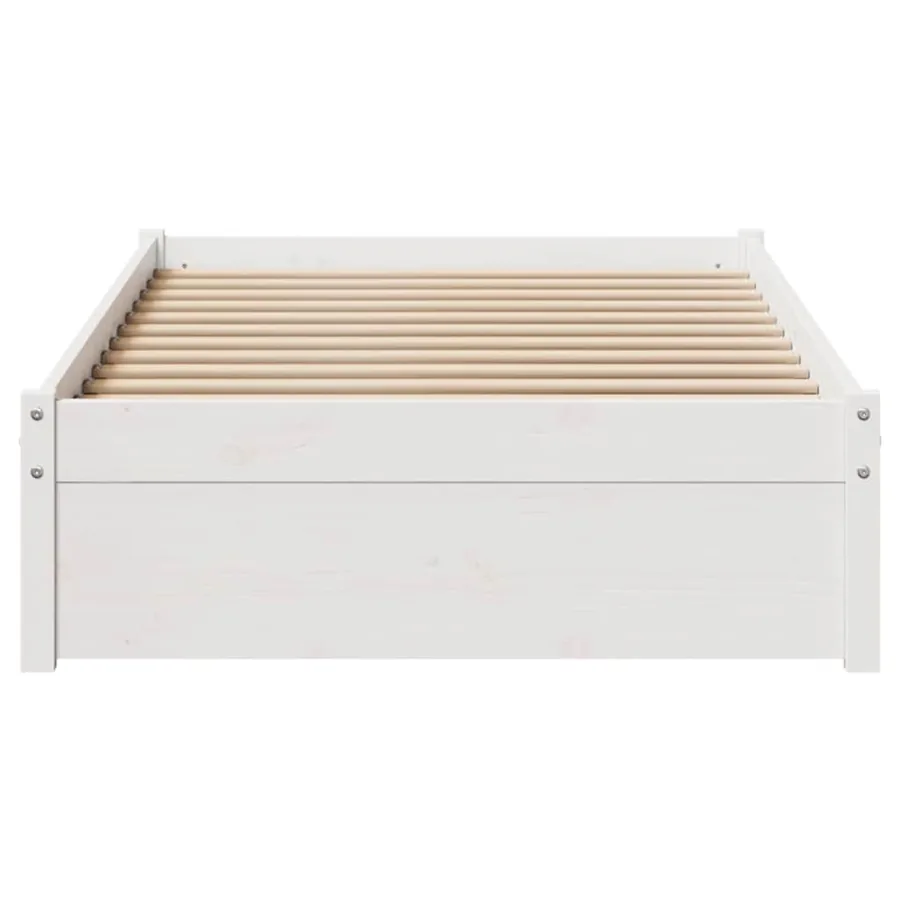 Cadre de lit sans matelas blanc 75x190 cm bois de pin massif - 4