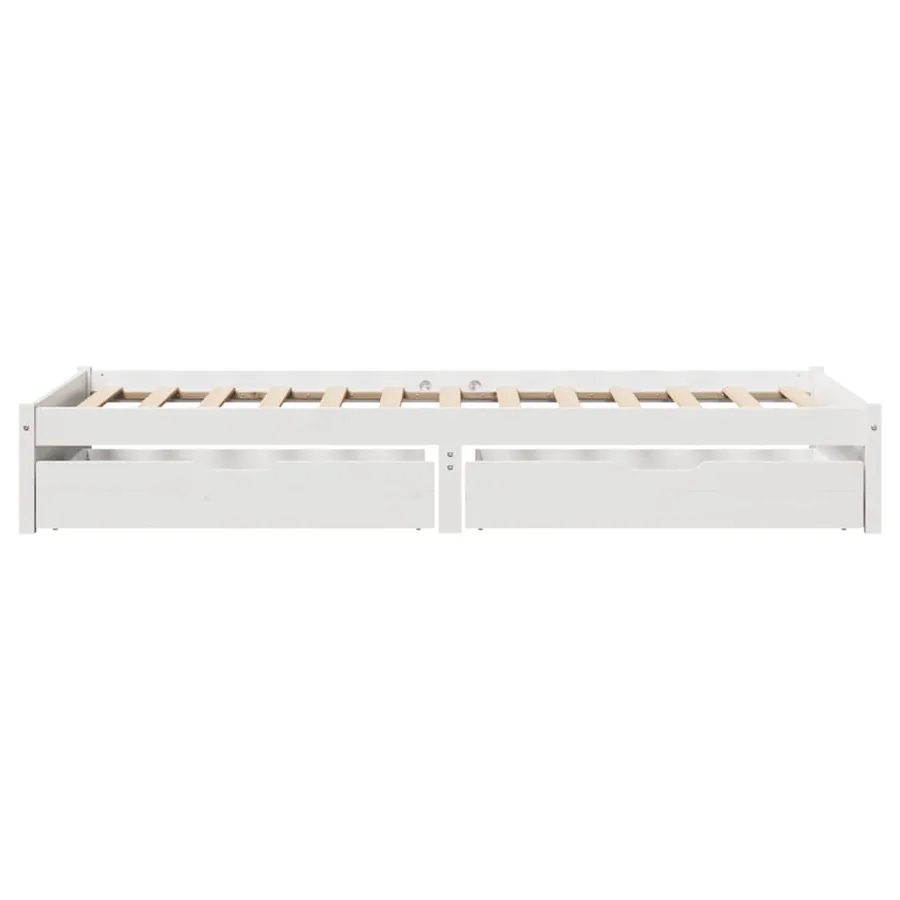 Cadre de lit sans matelas blanc 75x190 cm bois de pin massif - 5