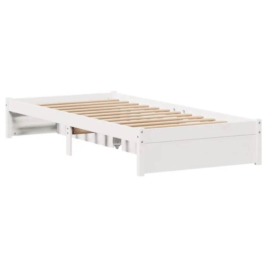 Cadre de lit sans matelas blanc 75x190 cm bois de pin massif - 6