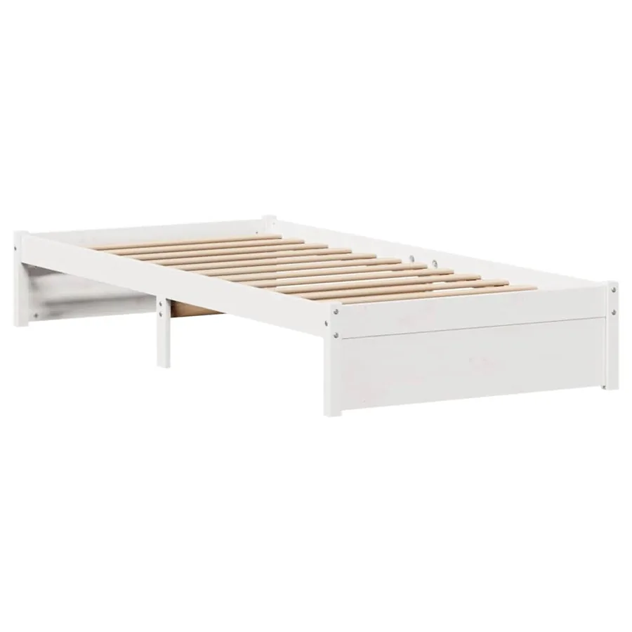 Cadre de lit sans matelas blanc 75x190 cm bois de pin massif - 7