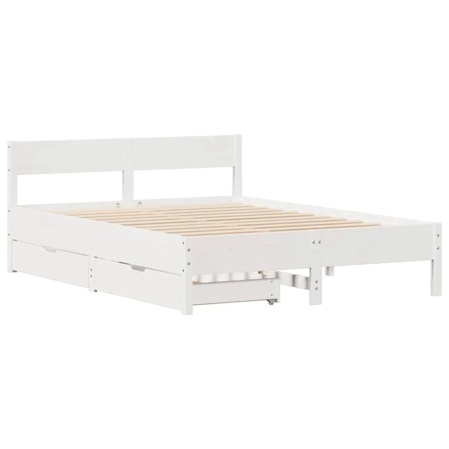 Cadre de lit sans matelas blanc 120x190 cm bois de pin massif - 3