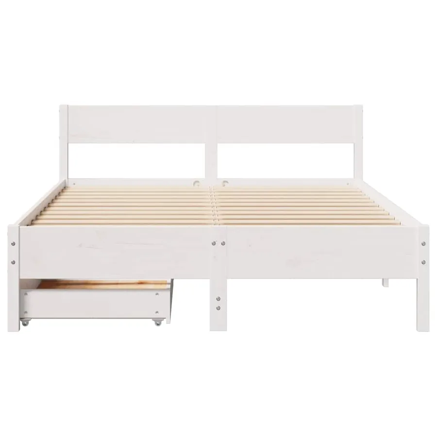 Cadre de lit sans matelas blanc 120x190 cm bois de pin massif - 4