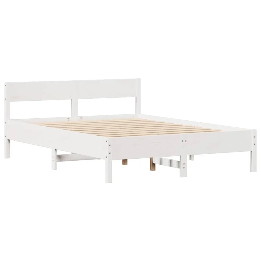 Cadre de lit sans matelas blanc 120x190 cm bois de pin massif - 5
