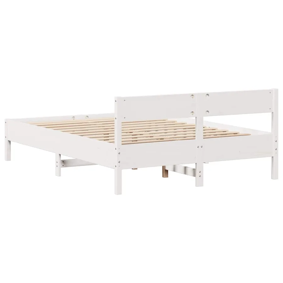 Cadre de lit sans matelas blanc 120x190 cm bois de pin massif - 8