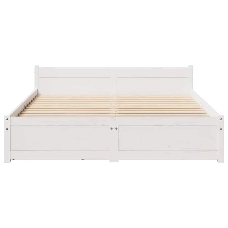 Cadre de lit sans matelas blanc 135x190 cm bois de pin massif - 4