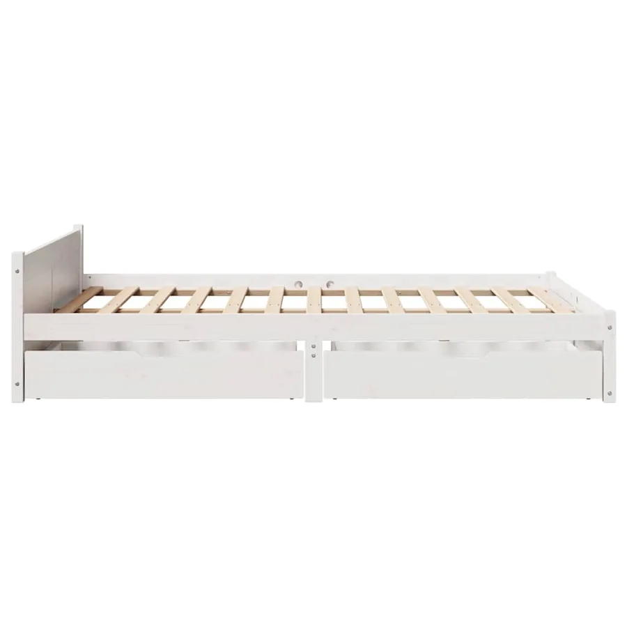 Cadre de lit sans matelas blanc 135x190 cm bois de pin massif - 7