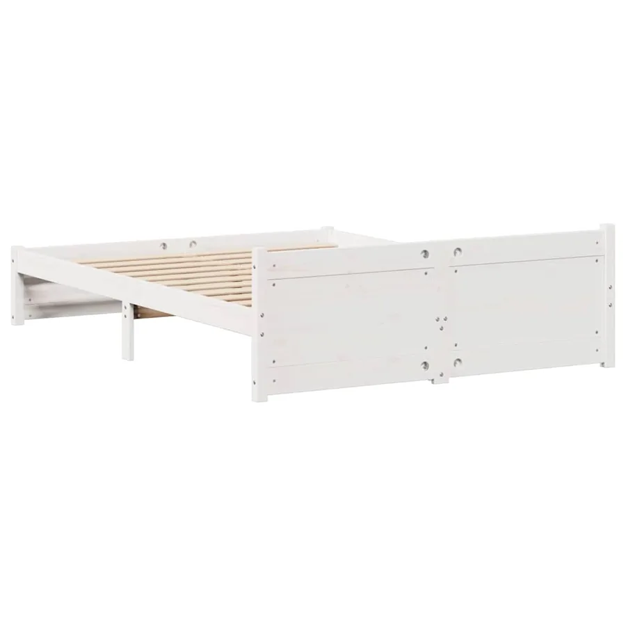 Cadre de lit sans matelas blanc 135x190 cm bois de pin massif - 8