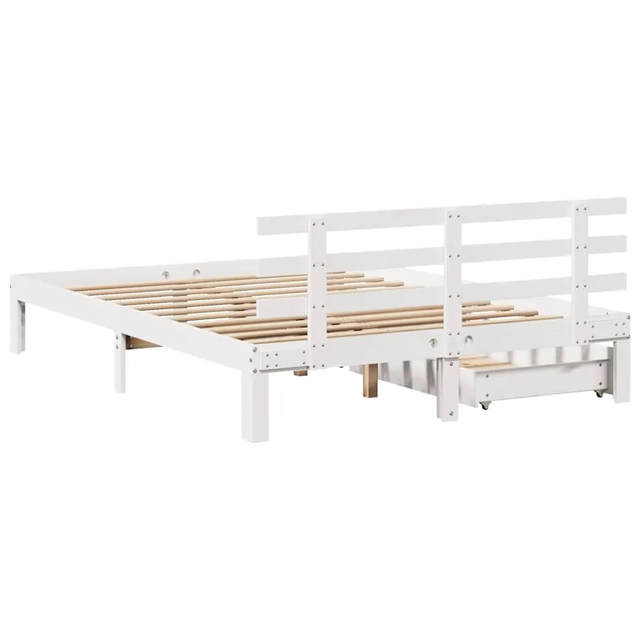 Cadre de lit avec tiroirs sans matelas blanc 150x200 cm - 6