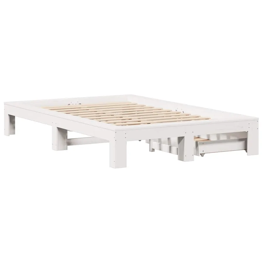 Cadre de lit sans matelas blanc 135x190 cm bois de pin massif - 8