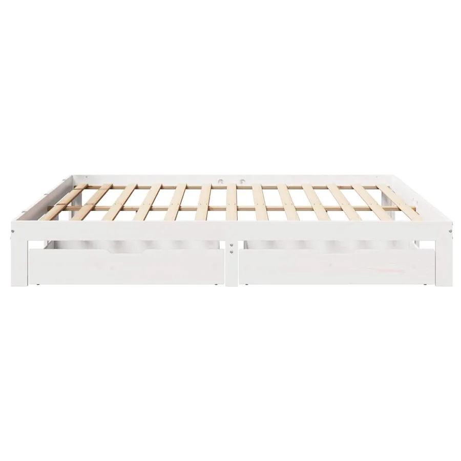 Cadre de lit avec tiroirs sans matelas blanc 200x200 cm - 7