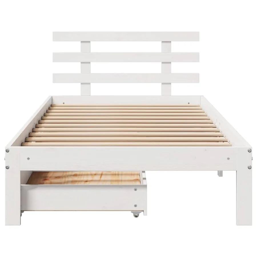Cadre de lit avec tiroirs sans matelas blanc 100x200 cm - 4