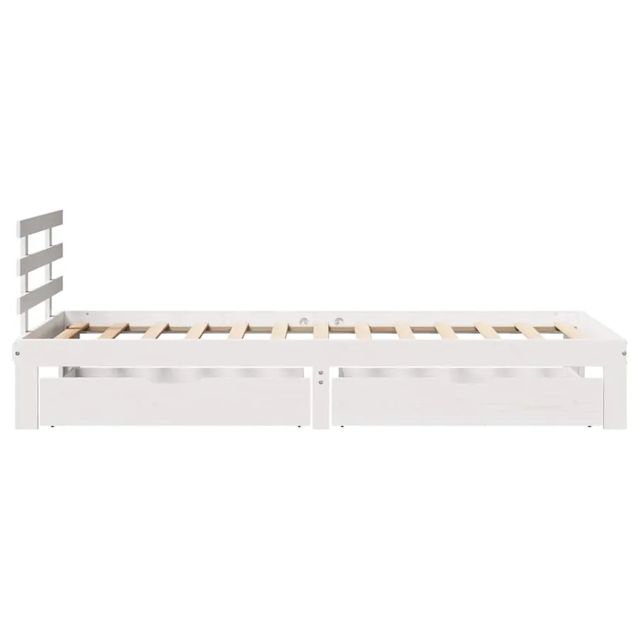 Cadre de lit avec tiroirs sans matelas blanc 100x200 cm - 5
